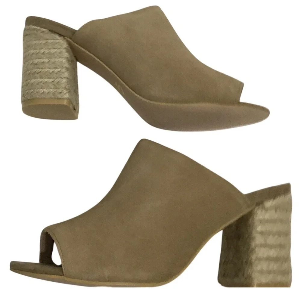 Sbicca Helena Womens‎ Natural Suede Open Toe Blocked Heel Espadrille Size 9